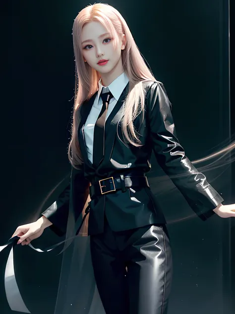 Beautiful light, soft light, cinematic light,
[[head area],<lora:GIDLEMiyeon_GIDLEMiyeonV1:1>,GIDLEMiyeon,woman,a fromisnagyung),long straight hair, perfect eyes, (intricate:1.2),(smile:1.2),(looking at camera:1.3)]
[[body area]black color ,black suit,black,black jacket, black necktie]
[[leg area],black suit pants,(Black belt, 1 gold buckle)
[[background],(blur:1.5),white polished marble]
Beautiful light, soft light, cinematic light,
8k,ulzzang-6500-v1.1,(raw photo:1.2),((photorealistic:1.2))best quality ,(ultra realistic:1.5), (intricate:1.2), (ultra realistic:1.5),masterpiece, illustration, an extremely delicate and beautiful, extremely detailed,unity, Amazing, finely detail, best
<lora:epiNoiseoffset_v2:1.5>