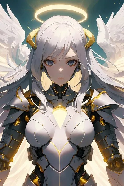 1girl, armored leotard, long hair, beautiful face, symmetrical face, <lora:BlessedTech-20:1> blessedtech, blessed, aura,