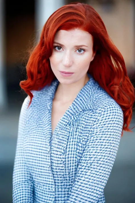 News anchor young redhead woman SelmaErgec01, brown eyes, Well lit, sharp focus, high quality, artistic, unique, award winning photograph, Canon EOS 5D Mark IV DSLR, f/ 8. ISO 100, 1/ 250 second, natural light, professional, flattering, <lora:SelmaErgec01-000004:1>,