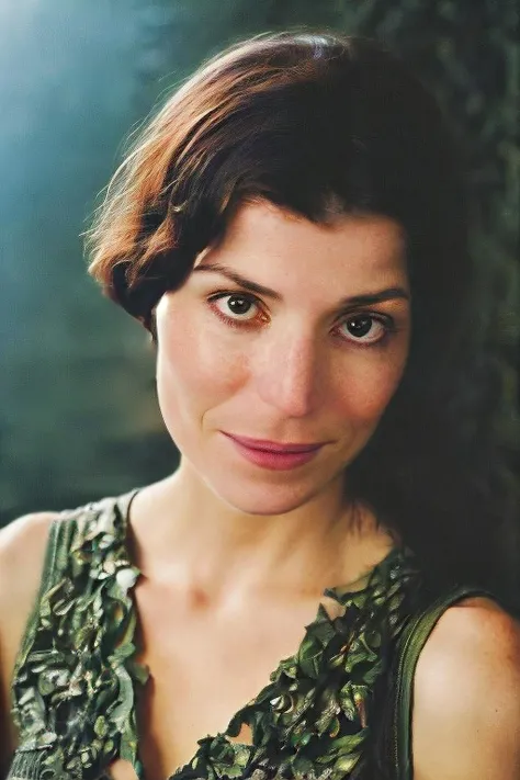 solo mid shot portrait photo of a real life version of SelmaErgec01 <lora:SelmaErgec01-000004:1> dark fantasy background, charming smirking by Stephen Shore and Thomas Moran ultra realistic highly detailed intricate photorealistic analog style photograph sharp focus on eyes, cinematic lighting,