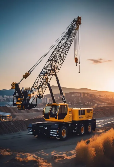 cinematic photo  construction crane,KATO KR10H-L crane. 35mm photograph, film, bokeh, professional, 4k, highly detailed