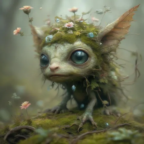 <lora:artfullytinyfae_sdxl_v1:1>,woodland creature searching for a mate,biome made of moss,twigs,flowers,gems,crystals,light,wind,energy,hope,ultra high definition,glossy,photo realistic,3d,national geographic photo of a fae caught on camera in his biome,princess and wise,with silly,