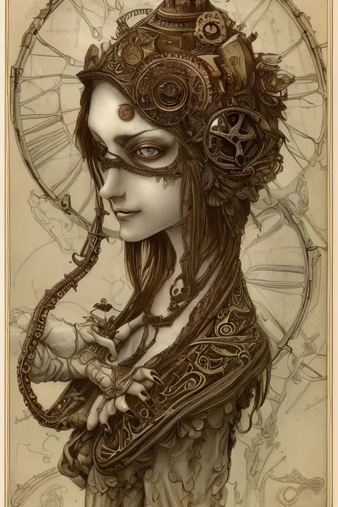 nghtmre clockwork woman, insane detail, beautiful face, close-up of face, intricate design, (insane detail)