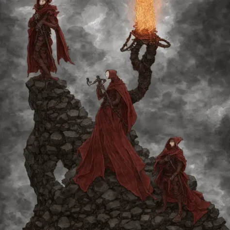 nghtmre, Dante's Hell, fire, demons, inside the infernal crater, highly detailed, Virgil wearing a long tunic standing in front of Dante with a torch in his hand, perfect photo, clean scene, hard light, high resolution photo, 4k