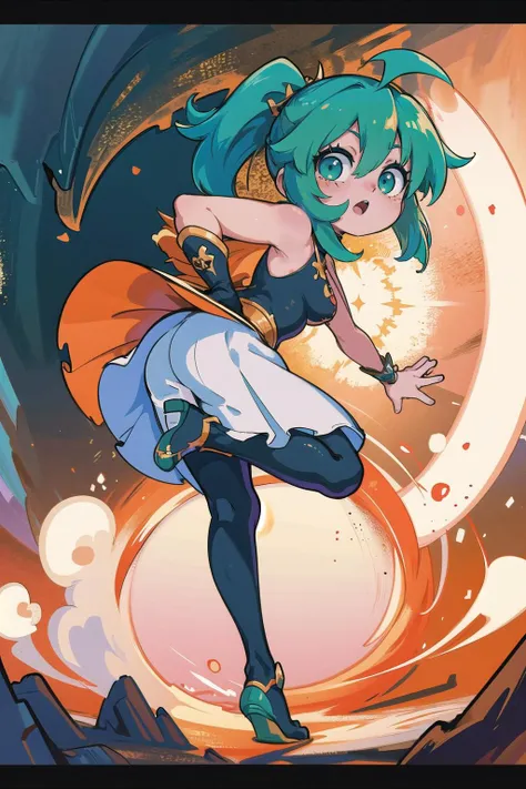 cute, from behind, bent over, (masterpiece, best_quality, ultra-detailed, immaculate:1.3), epic, illustration, 1girl, (extraordinary Classic Academia:1.3) catgirl, full body, [:revealing costume design,:0.2], official art, caucasian, creepy dark orange lighting from above, in imaginary, Swiss San Francisco, bombshell hair, green hair, ahoge,Pull Through Ponytail, dojikko pose<lyco:EnvyCuteMix12:1>