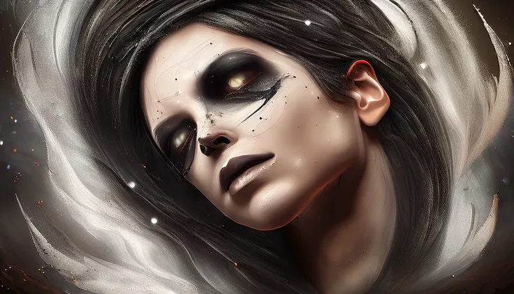 splash art, portrait of a sad crying celestial seductive female spirit (ghost|wind,|illusion|fata morgana) in a brown rippled puddle, black oily hair, ambient lighting, masterpiece, fantasy Art, high detail, freeze frame, action shot, trending on artstation, ultra realistic, , r/eyes