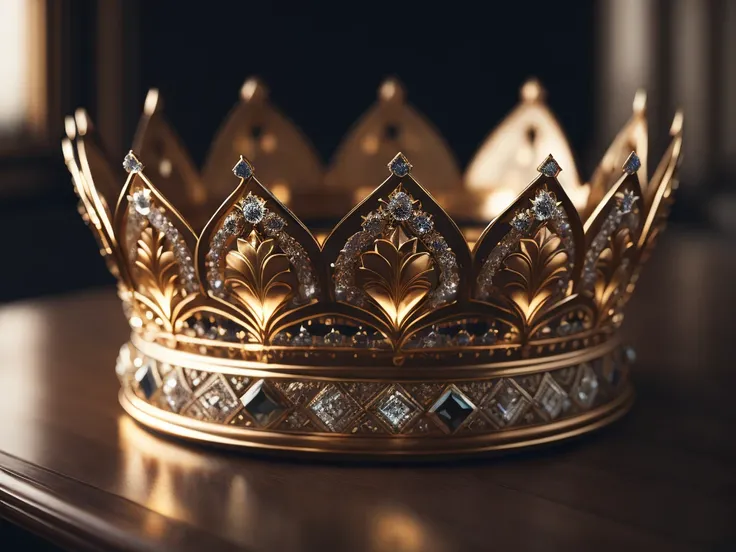 Gold crown with beautiful ornamentation,(8k, RAW photo, best quality, masterpiece:1.2), ulra high res, photorealistic:1.4),Cinematic Light,(soft volumetric lighting:1.2), (realistic, photo-realistic:1.37), detailed skin,professional lighting,Photography, Sharp focus, detailed ,professional lighting, photon mapping, detailed and intricate environment,highly detailed,best quality,8k artistic photography, photorealistic concept art, soft natural volumetric cinematic perfect light,MIDJOURNEY,3DMDT