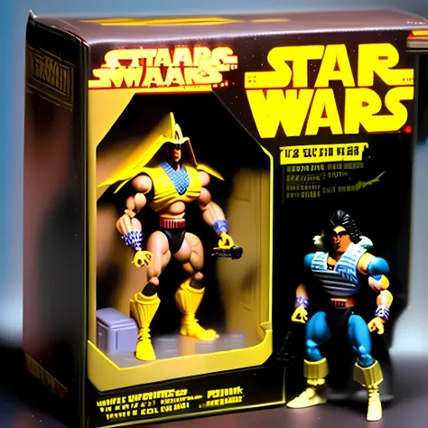 1987 Action Figure Playset Packaging <lora:1987ActionFigurePlaysetPackaging:1> Hasbro action figure and extensive packaging action figure line based on Star Wars, Star Trek, Thundercats, Ect, An anthropomorphic wolf with laser staff , 1987, Weapons, accessories,