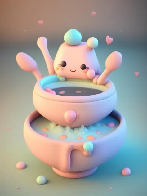 <lora:CuteClayEmojis:1>colourful cute simple japanese kawaii character clay matte design with small dot shiny eye, black eyelash, kitchen ceramics theme, 3D render, cgi, blender3d, blender, cycles render