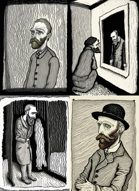 <lora:EdwardGorey:1> A drawing of van gogh by Edward Gorey