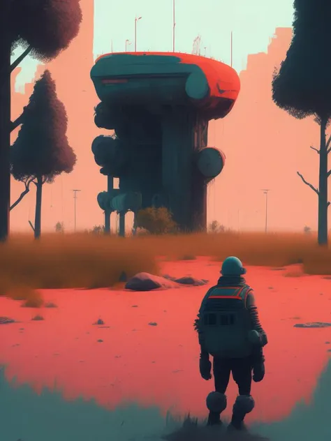 <lora:FilipHodas:1>weird utterly random scene in stalenhag style