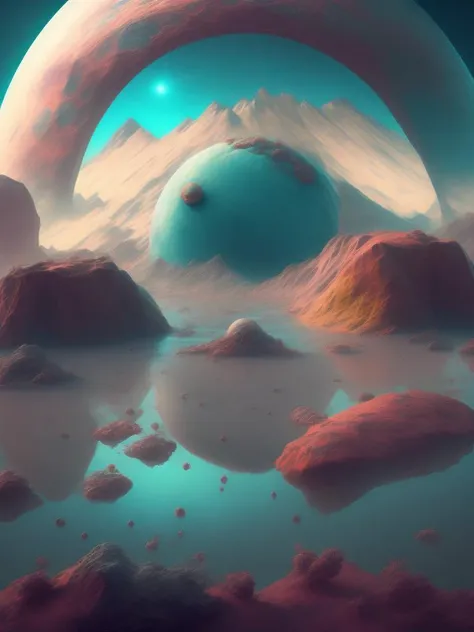 <lora:FilipHodas:1>a gem filled flat world, planets, octane render, surreal