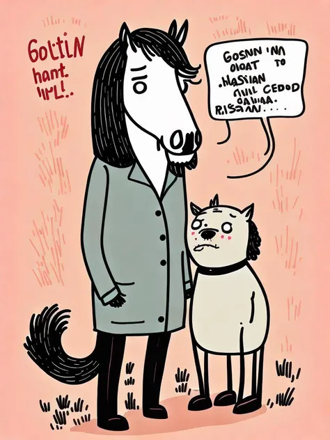 <lora:GemmaCorrell:1>Heartwarming russian orlov-trotter horse want to provide a therapeutic conversation, by Gemma Correll
