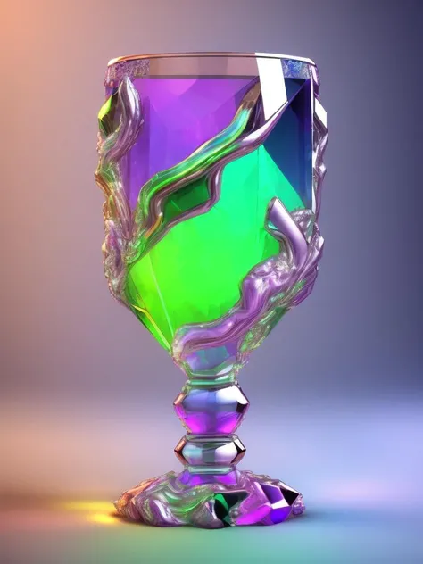 <lora:GRAALGLASS:1>stained glass goblet pouring- liquid gold with silver metallic highlights with the sun and moon in stained glass