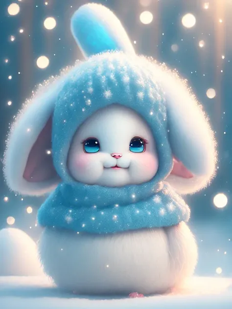 <lora:CuteAnimalsWearingKnitWoolHats:1>a winter full of regret, drifting snow, a super cute baby pixar style white fairy rabbit, shiny snowwhite fluffy, big bright eyes, fluffy tail, wearing a cyan sweater, wearing cyan a hat, smile,delicate and fine, fairy tales, incredibly high detailed, pixar style, bright color , natural light, simple background with pure color,5 and octane render, trending on artstation, gorgeous,ultra wide angle, 8k,hd realistic, 8k hd,mobile pictures, v 4 q 2 2