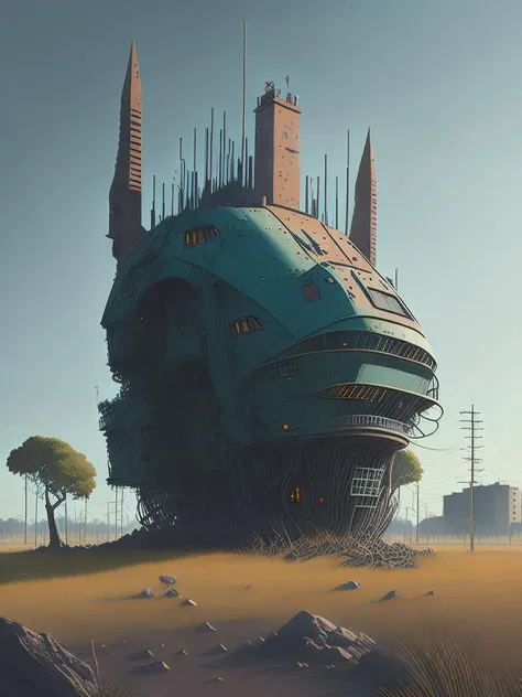 <lora:FilipHodas:1>magipunk city by Simon Stlenhag
