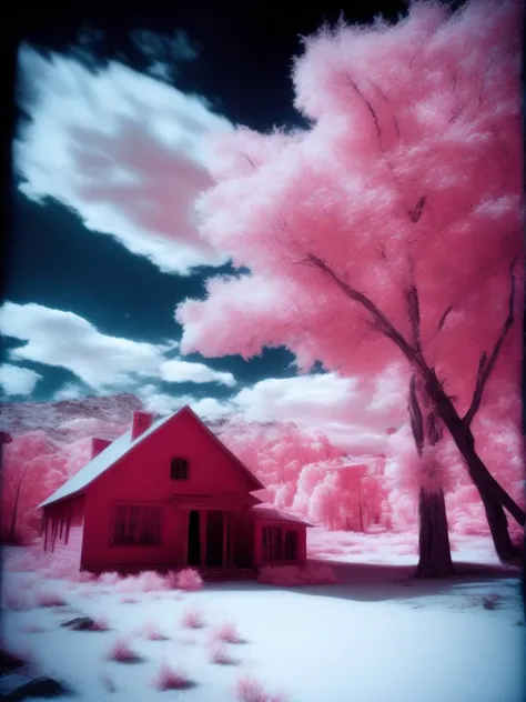 <lora:Infrared:1>shot on Kodak Aerochrome III Infrared Film 1443