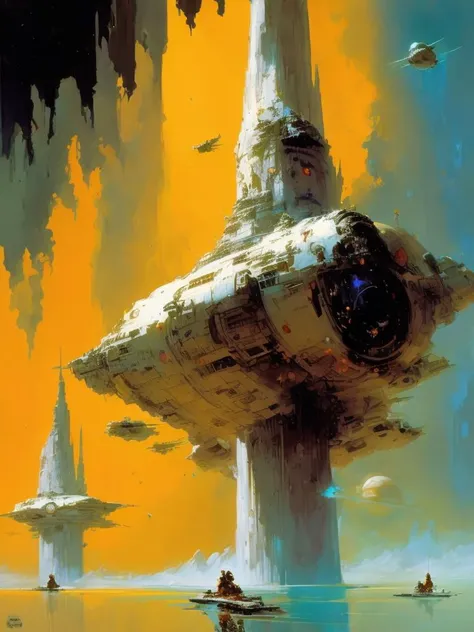 <lora:JohnBerkey:1>by John Berkey John berkey, sci-fi, drab, resort, infinity pools, glass observation areas, seventies, leisure