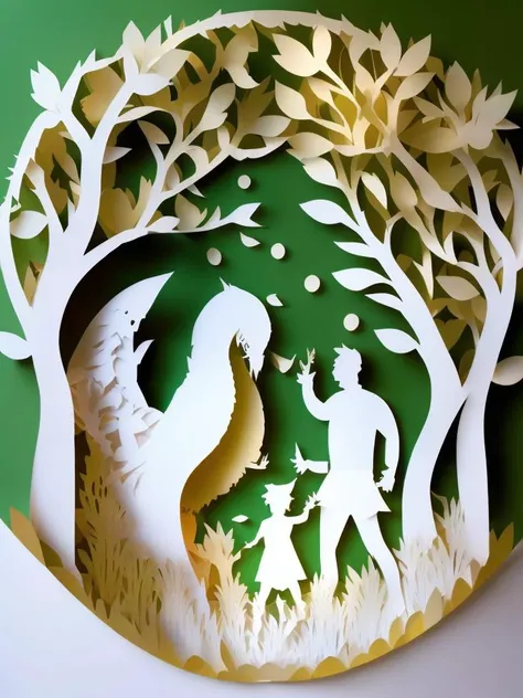 <lora:KIRIGAMI:1>KIRIGAMI style magical forest kirigami sequins