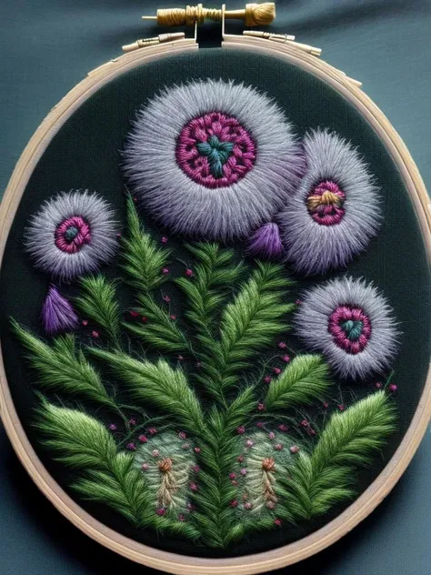 <lora:NEEDLEPOINT:1>NEEDLEPOINT style thistle embroidery