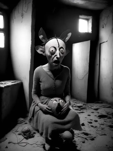 <lora:RogerBallen:1>eerie enormous building by roger ballen