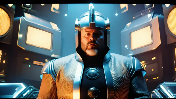 <lora:TerryGilliam:1>A scene from the Terry Gilliam film Brazil as directed by Orson Welles, shot on an Arri Alexa Mini LF with a 50mm lens, under neon-lit conditions. Symmetrical facial features, fingers and limbs. The style blending Welles' noir-inspired cinematic language with the high-tech, low-life ethos of cyberpunk, developed on Kodak Vision3 500T 5219 film. Expect the scene to depict a gritty futuristic cityscape, filled with imposing architecture, holographic advertisements, and a diverse crowd of cyborgs and humans.
