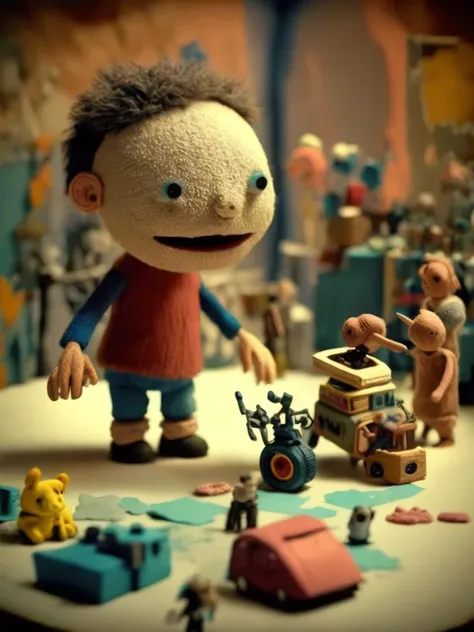 <lora:STOP-MOTIONANIMATION:1>STOP-MOTION ANIMATION style kindergarten. Director Roy Andersson style. Miniature. Claymation.