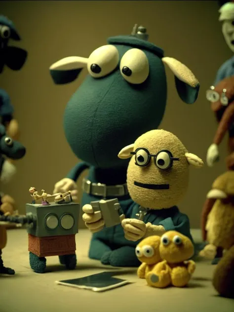 <lora:STOP-MOTIONANIMATION:1>STOP-MOTION ANIMATION style Claymation police interrogation, style of Aardman animations, style of Shaun the sheep