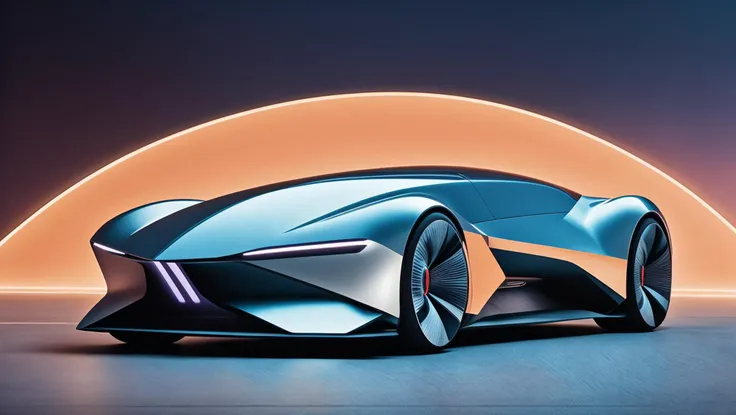 Create full view an awe-inspiring,ultra-realistic image of a futuristic sci-fi car,showcasing edge design and advanced technology. The car boasts sleek lines and aerodynamic curves,seamlessly blending form and function. The vehicle is equipped with innovative propulsion systems,holographic interfaces,and intelligent self-driving capabilities,highlighting the marvels of human ingenuity and the potential of future transportation. The vivid,high-resolution image captures every intricate detail of the car's design,as well as the dynamic energy of the urban environment. The composition is skillfully rendered,emphasizing the car's powerful presence and the captivating fusion of technology and artistry.,, futuristic technology , robots , spaceships , by Vitaly Bulgarov , Maciej Kuciara , Jama Jurabaev , Sparth , Karla Ortiz