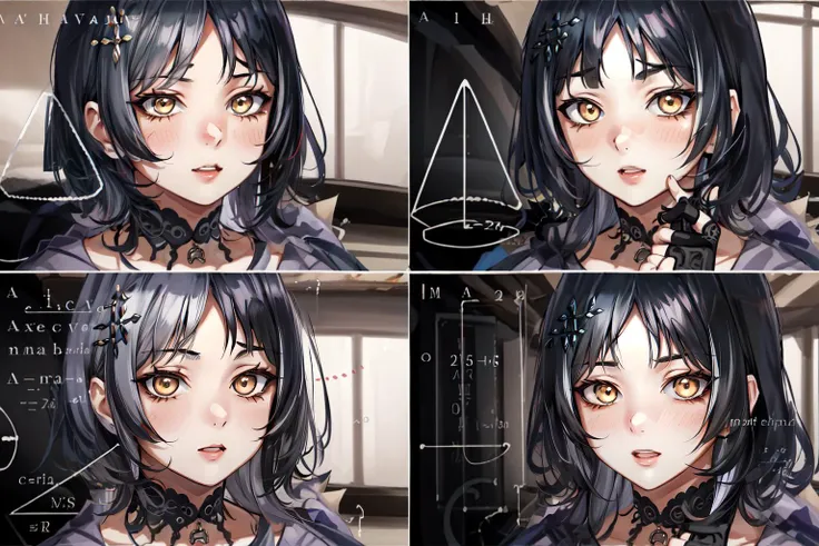 (masterpiece, best quality), intricate details,
1girl, <lora:KitsuneAi-ShioriNovella-LoCon32-V0_1:0.8> shiori_novella, dress, thighhighs, open_jacket, and fingerless_gloves
<lora:MathLadyMeme:0.8> MathLadyMeme, text, english text,