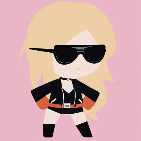 simple background, flat color, no lineart, chibi, solo, 1girl, blonde <lora:style_helltakerchibi_xl-000005:1>
 <lora:NadiaXL:0.35> blonde, nadia, sunglasses, choker,leather jacket