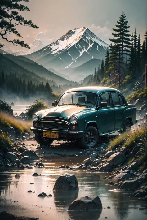 (highly detailed:1.3), solo, close-up,
<lora:hindustan_ambassador-10:1>, wrenchs_hindustanambassador, (white vehicle:1.1),
Ultra-detail, (highres:1.1), best quality, (masterpiece:1.3), cinematic lighting, <lora:ink-0.1-3-b28-bf16-D128-A1-1-ep64-768-DAdaptation-cosine:1>, white background, scenery, ink, mountains, water, trees,