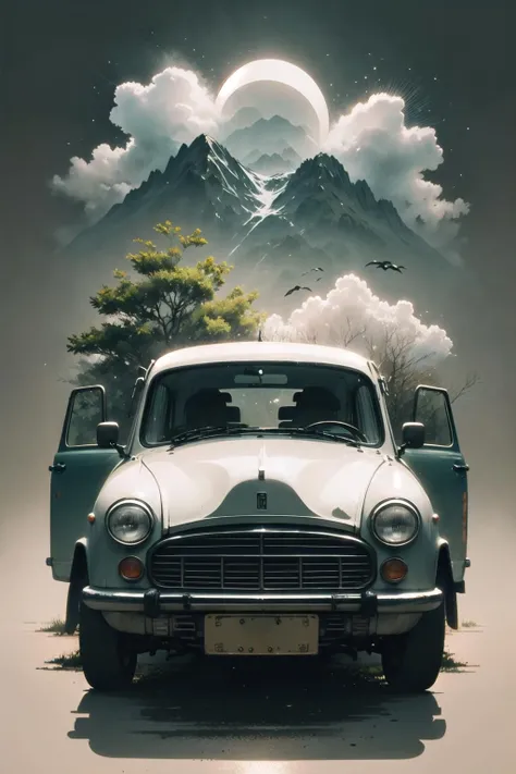(highly detailed:1.3), solo, close-up,
<lora:hindustan_ambassador-10:1>, wrenchs_hindustanambassador, (white vehicle:1.1),
Ultra-detail, (highres:1.1), best quality, (masterpiece:1.3), cinematic lighting, <lora:ink-0.1-3-b28-bf16-D128-A1-1-ep64-768-DAdaptation-cosine:1>, white background, scenery, ink,