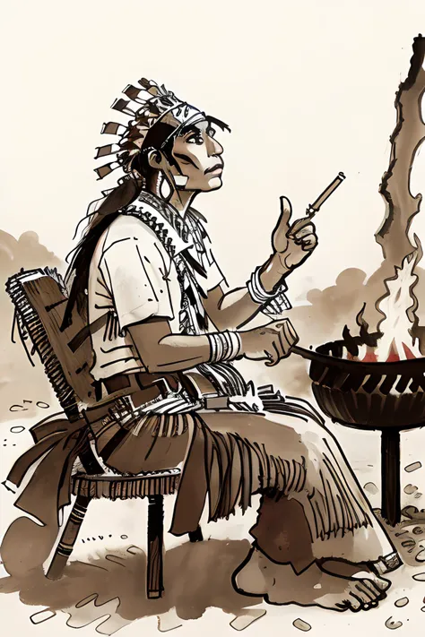 native american sitting in front of a bonfire, drawing, monochrome,
hugo_pratt_style, <lora:Pratt_v3:1>