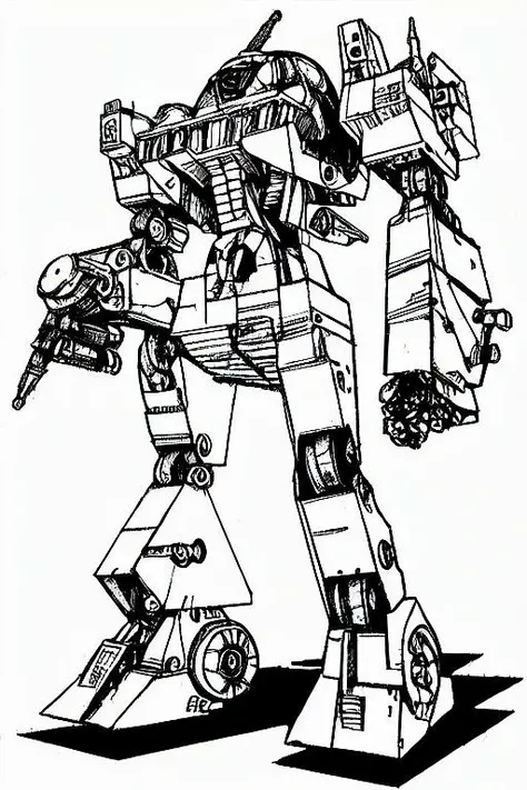 ((MechBattleTechClassicTR3025)),greyscale, monochrome, mecha, aircraft, robot, flying, airplane, no_humans, variable_fighter, science_fiction, sketch, spacecraft, cockpit, energy_weapon, laser, large_laser, medium_laser, ballistic_weapon, machine_gun