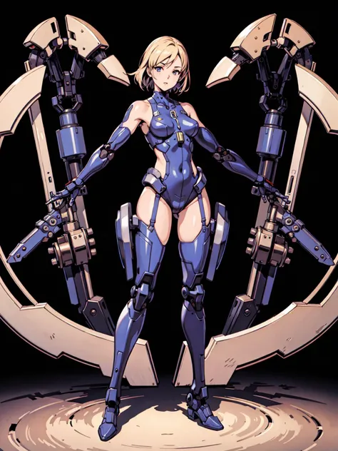 best quality, high_resolution,detailed background, girl,suit,mechanical arms,