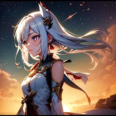 (masterpiece, best quality, extremely detailed CG, beautiful detailed eyes, ultra-detailed, intricate details_1.2), 8k wallpaper, white hair, braid hair ornament, (hair ornament), tassel earpiece, photorealistic, (((1girl))), water, sunlight, shenhe \(genshin impact\), nsfw <lora:shenheLoraCollection_shenheHard:0.7>. Highly detailed RAW color Photo, (lens flare:0.7), (bloom:0.7), particle effects, raytracing, cinematic lighting, shallow depth of field, depth of field, photographed on a Sony Alpha 1, 50mm wide angle lens, sharp focus, cinematic film still., ((best quality)), ((masterpiece)), (high detail),(space background:1.2), a silhouette of a man facing backwards walking on the surface of a planet, a giant solar eclipse on the blue sky surrounded by a Dyson sphere. Highly detailed RAW color Photo, (lens flare:0.7), (bloom:0.7), particle effects, raytracing, cinematic lighting, shallow depth of field, depth of field, photographed on a Sony Alpha 1, 50mm wide angle lens, sharp focus, cinematic film still.