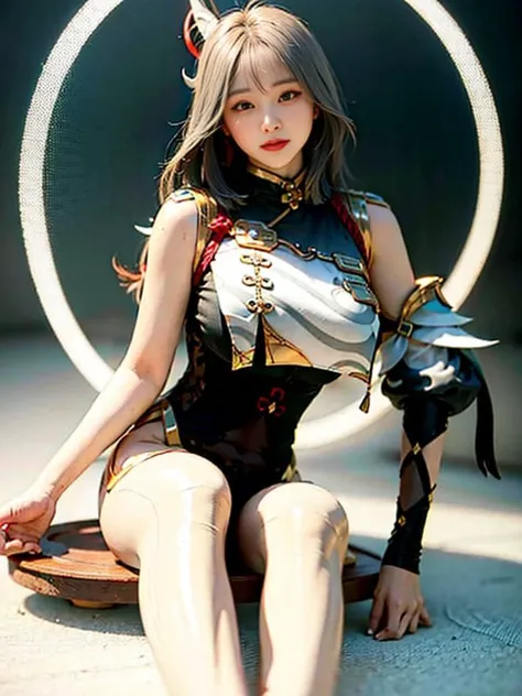 (<lora:shenheLoraCollection_shenheHard:1.5>:1.4),shenhe \(genshin impact\),1girl,blue_sky,braid,breasts,cloud,cloudy_sky,covered_navel,earrings,gloves,hair_ornament,large_breasts,letterboxed,long_hair,silver_hair,single_braid,solo,tassel,very_long_hair,white_hair,chinese clothes, ,chinese clothes, bodysuit under clothes,bodysuit,corset<lora:japaneseDollLikeness_v10:0.2>,<lora:koreanDollLikeness_v15:0.6> <lora:shojovibe_v11:0.2> <lora:chilloutmixss_xss10:0.3>((originale xtremely detailed 8K wallpaper))((ultra high res, 8K, RAW photo, best quality,masterpiece:1.47746,realistic:1.4,photo-realistic:1.4,cinematiclighting:1,intricate details:1,raw photo:1,extremely beautiful detailed
))(((ultra-detailed:1.47746))),professional lighting,((physically-based rendering:1)), ((ruddy skin:1,shiny skin,sweat))lens flare,ray tracing ,(extremely detailed face, extremely detailed eyes,expressive hair:1.5,shiny hair;1)cinematic lighting,(vivid expression) (body muscle:1) solo(1girl:1.5)((smiling:1),(plump figure:1,blance body:1)(realistic hand,realistic clothes,background detailed)((full body:1.5)),(upper body:1.4)