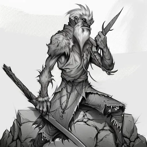 Evang, A rugged and grizzled leader of a troll army siting on a cracked stone throne surrounded by his minions holding a battle ax and standing on skull as a foot rest, spiked armor shoulder guards and a animal pelts coat, Extremely detailed concept art oil painting by Artgerm and Greg Rutkowski, Krenz Cushart Artstation style Artstation