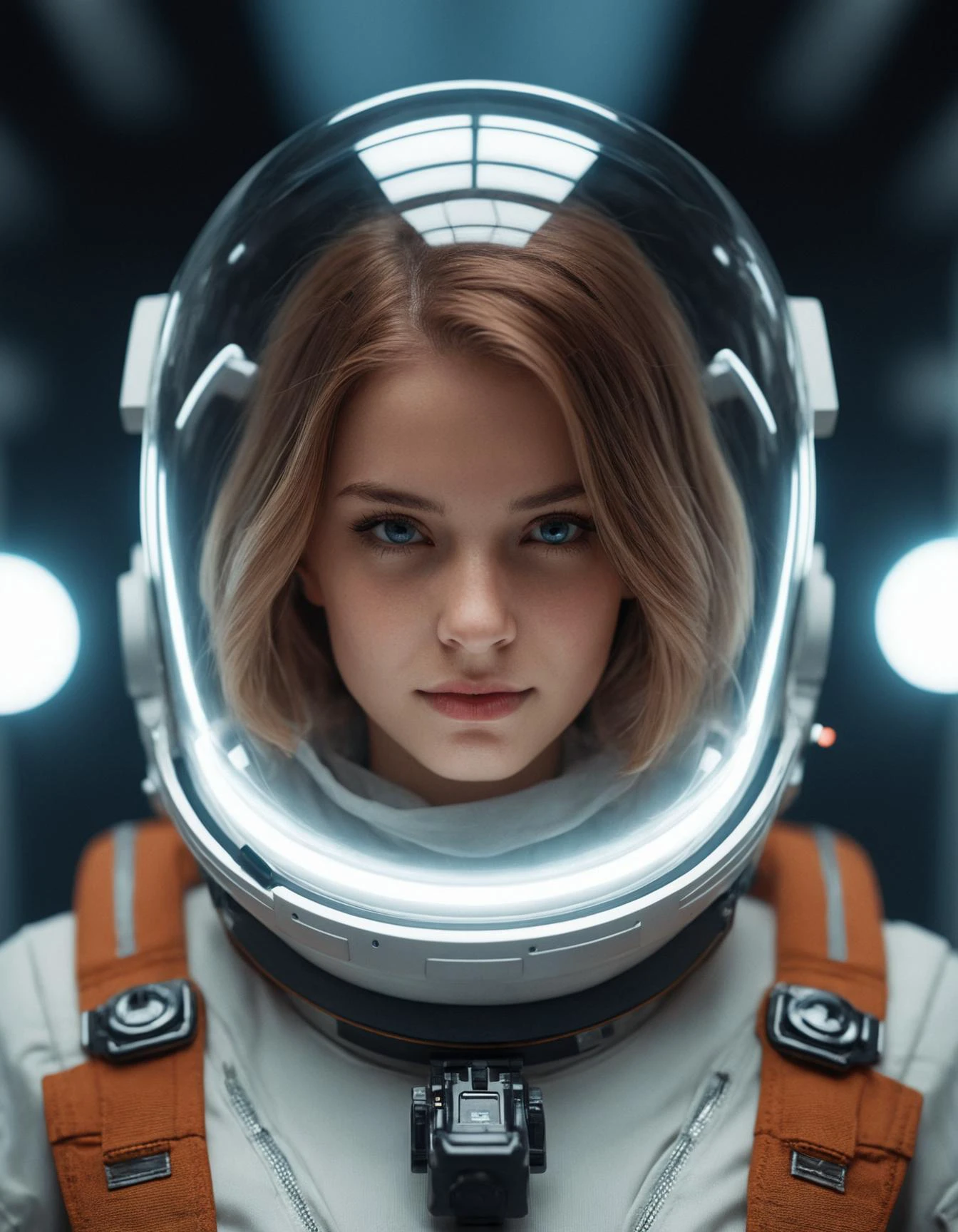 cinematic photo an exquisite portrait photograph, 85mm medium format photo beautiful girl in a transparent astronaut helmet, character concept style, by Mateusz Urbanowicz, beautiful girl, 8k character concept art, by WLOP, cinematic lighting, trending on artstation, symmetrical portrait symmetrical, highly detailed CGsociety, hyper . 35mm photograph, film, bokeh, professional, 4k, highly detailed