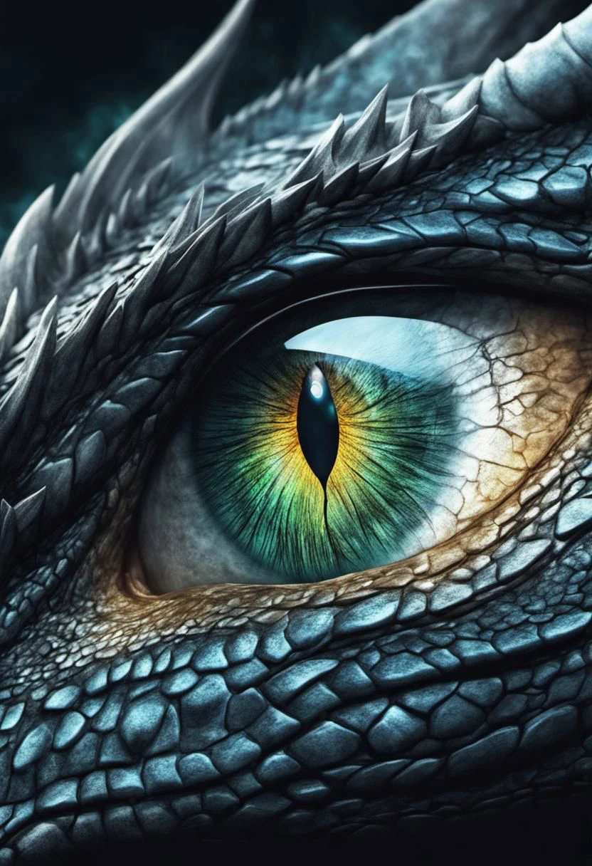 eye of a dragon, fantasy style, gloomy atmosphere