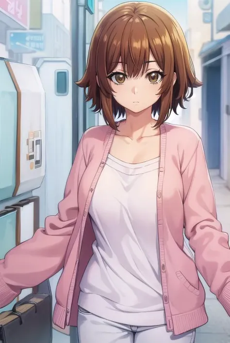 chisakotegawa, <lora:chisa kotegawa s1-lora-nochekaiser:1>,
chisa kotegawa, short hair, bangs, brown hair, (brown eyes:1.5),
BREAK shirt, long sleeves, collarbone, white shirt, open clothes, cardigan, open cardigan,
BREAK outdoors, beach,
BREAK looking at viewer, (cowboy shot:1.5),
BREAK <lyco:GoodHands-beta2:1>, (masterpiece:1.2), best quality, high resolution, unity 8k wallpaper, (illustration:0.8), (beautiful detailed eyes:1.6), extremely detailed face, perfect lighting, extremely detailed CG, (perfect hands, perfect anatomy),