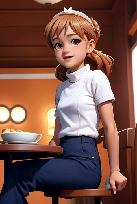 masterpiece, high quality, ,
portrait photo of woman diankarandom as cartoon character, wearing turtleneck and pants, sitting in a czech restaurant at a table,