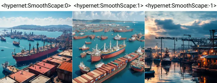 <hypernet:SmoothScape:0> A bustling port town, its docks filled with ships from distant lands, and the air filled with the salty tang of the sea