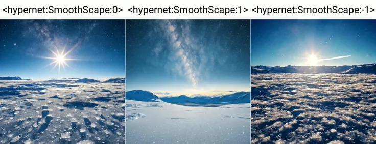 <hypernet:SmoothScape:0> An icy tundra with snow-covered ground and a clear, star-filled sky
