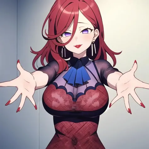 (extremely detailed:1.3),(highly detailed:1.2),(best quality:1.2),(masterpiece:1.2), <lora:YokoInari-07:0.7>, YokoInari, 1girl, solo, long hair, large breasts, purple eyes, red hair, jewelry, earrings, makeup, red lipstick, red nails, purple dress, long dress, formal, dance floor, full body shot, looking at viewer, smug, <lyco:GoodHands-beta2 (1):1.0>, nice hands, perfect hands,  <lora:incominghugAlpha16:0.8>, incoming hug, incoming kiss
