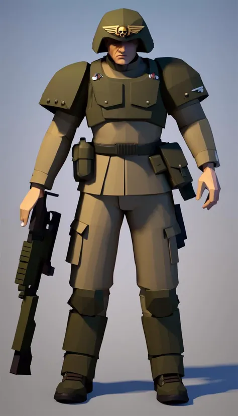low-poly style Astra militarum, scenery, detailed background, masterpiece, best quality, high quality, absurdres <lora:astra_militarum_xl_v1:1> . low-poly game art, polygon mesh, jagged, blocky, wireframe edges, centered composition