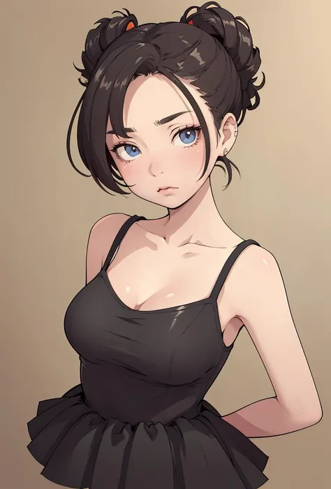 (((masterpiece, best quality, ultra highres, 1 girl, solo, no background))), super detailed skin and face and eyes and finger, beautiful japanese woman, small breasts:1.5, skinny, light brown hair, very short pixie hair, cowboy shot, The background should be simple, outline, anime, 2d, boyish, expressionless, cartoon, dress,
