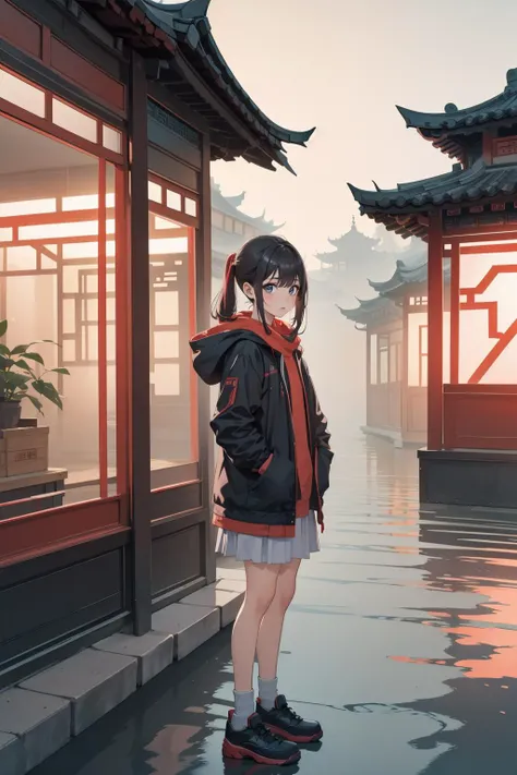 (1girl:1.2),guohua,looking at viewer,Standing on the road,natural and architectural harmony,masterpiece,8k,incredibly_absurdres,best quality,<lora:å¢¨éµæ±åV1:0.7>,