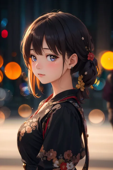 masterpiece,best quality,1girl,bokeh,looking at viewer,from side,dynamic